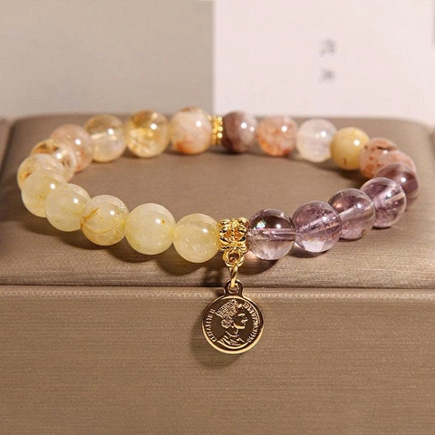 Vòng tay pha lê chùa vàng tự nhiên cho nữ – Sang trọng, tinh tế, màu tím may mắn, quà tặng ý nghĩa TS221250