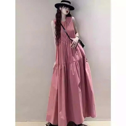 Đầm Dài Nữ Phong Cách Hepburn Tối Giản – Dáng Chữ A Mùa Hè 2026 D003260