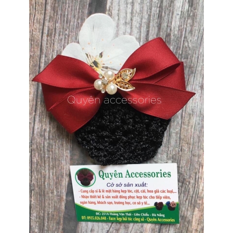 KẸP NƠ LỤA ĐÍNH ĐÁ