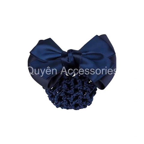 Kẹp búi nơ lụa xanh dương