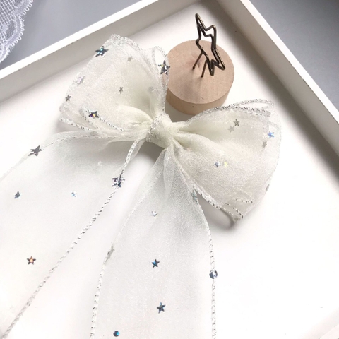 Kẹp trắng nơ ngôi sao tiểu thư