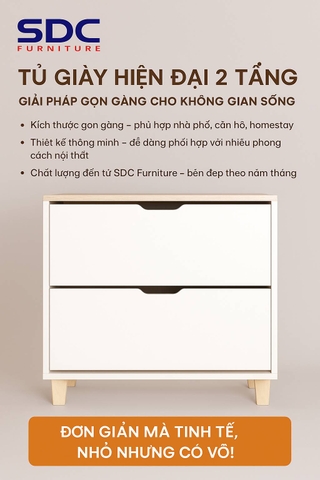 TỦ GIÀY HIỆN ĐẠI 2 TẦNG – GIẢI PHÁP GỌN GÀNG CHO KHÔNG GIAN SỐNG