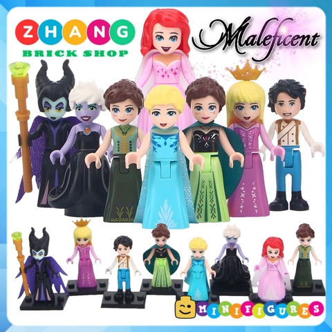 Xếp hình Elsa - Anna - Ariel - Aurora - Maleficent - Ursula - Prince Eric Lego Minifigures Lele F018 025
