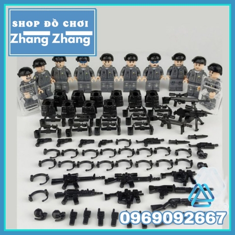 Xếp hình lực lượng đặc nhiệm phản ứng nhanh SWAT Mỹ đầy đủ phụ kiện Lego Minifigures 820024 no.820024