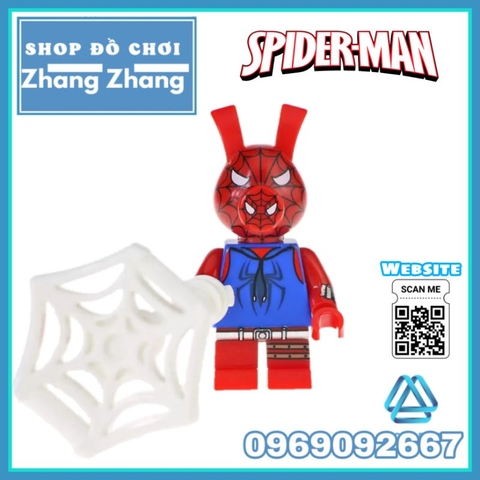 Đồ chơi xếp hình Spider Ham gồm Miles Morales - Ben Reily - Venom - Iron Ham - Hulk - Wolverham Minifigures Kopf KF6085