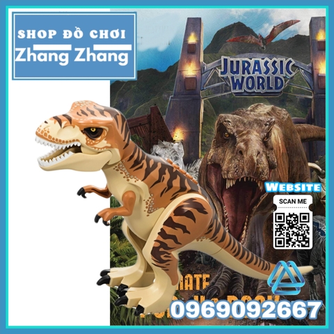 [28 cm] Xếp hình Khủng long TYRANNOSAURUS Rex Dinosaur tron Công viên kỷ Jura - Jurassic Park Lego Minifigures LeLe L031