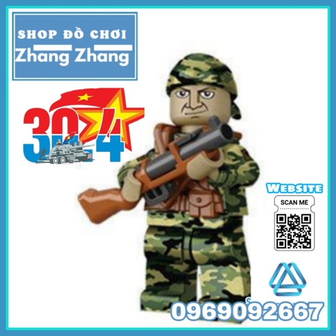 Xếp hình Bộ đội Việt Nam Việt Cộng chống Mỹ cứu nước 1975 đi kèm rất nhiều phụ kiện vũ khí Lego Minifigures DIY D71010
