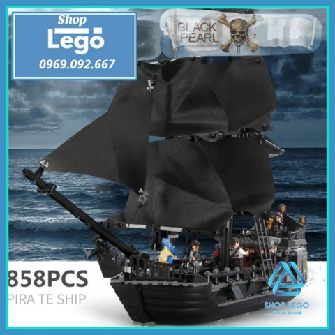 [858 hình] Xếp hình tàu Black Pearl Ship trong Cướp biển Caribbean Pirates of the Caribbean Lego Minifigures KK19001