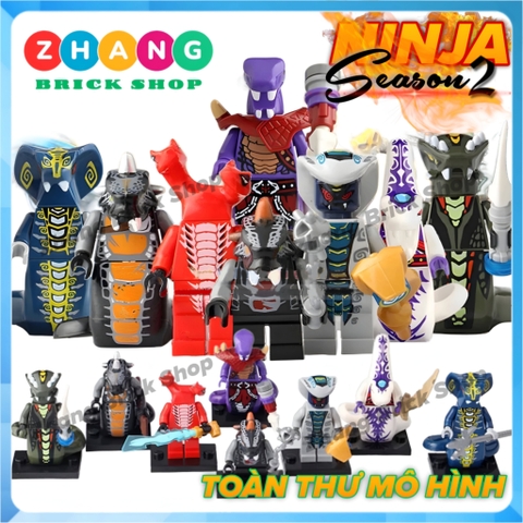 Xếp hình Ninjago Tộc rắn Chop rai Skales Acidicus Pythor Skalidor Bytar Rattla Fangdam Lego Minifigures Lele A025 032