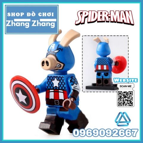 Xếp hình Lego Lợn Spider man Iron man Hulk Ant-man deadpool Captain America Marvel Lego Minifigures Koruit KT1023