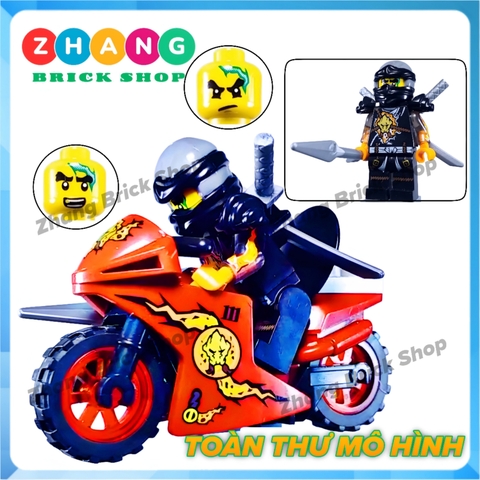 Xếp hình Ninjago nhân vật Zane - Kai - Jay - Cole Nya - Lloyd tặng kèm xe moto Lego Minifigures LeLe 31050