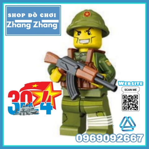 Xếp hình Bộ đội Việt Nam Việt Cộng chống Mỹ cứu nước 1975 đi kèm rất nhiều phụ kiện vũ khí Lego Minifigures DIY D71010