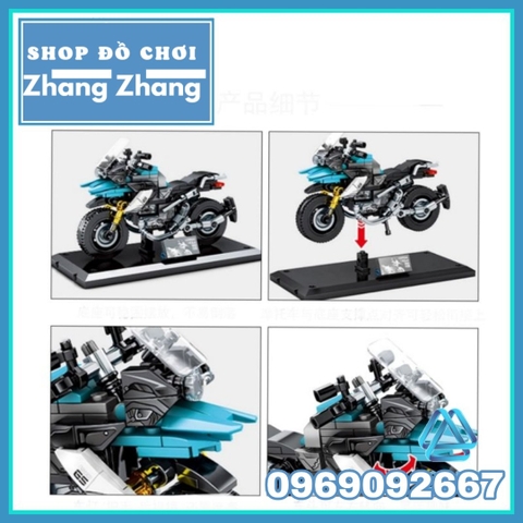 Xếp hình Motor BMW R1200Gs mới nhất 255 hình có hộp đầy đủ Lego Minifigures Sembo Block 701108