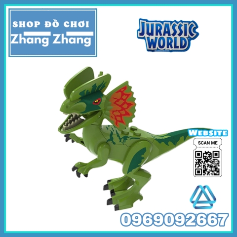 Xếp hình Công viên khủng long - Jurassic Park - Dilophosaurus - Velociraptor - Stygimoloch Lego Minifigures POGO PG8239