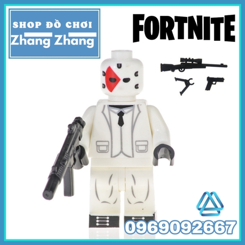 Xếp hình Fortnite Sky Fox - Vanguard - Burnout - Sledgehammer - White Suit Lego Minifigures Kopf KF6058