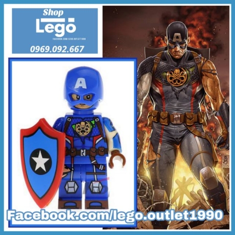Xếp hình Đội trưởng Mỹ Captain America Hydra Siêu anh hùng Marvel 2020 Lego Minifigures Kopf KF6033 KF433 KF6065