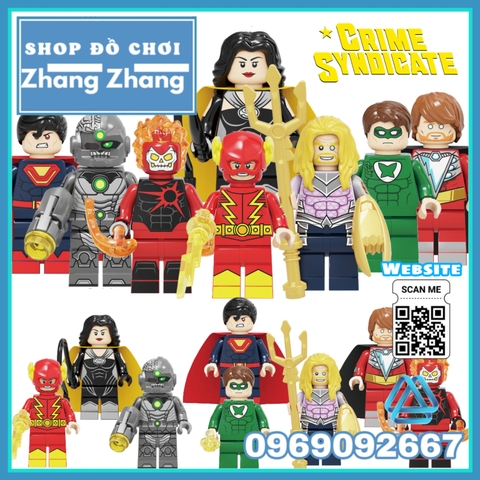 Xếp hình DC's Crime Syndicate Grid Power Ring Johnny Quick Superwoman Ultra Man Deathstorm Lego Minifigures Kopf KF6104