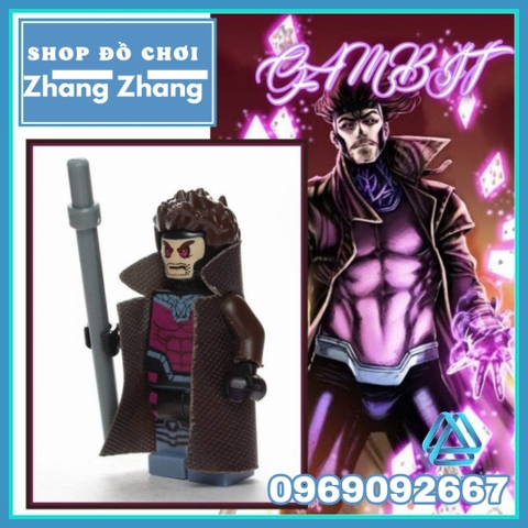 Xếp hình dị nhân Gambit trong X-men siêu cổ áo choàng da siêu sịn Lego Minifigures POGO PG010