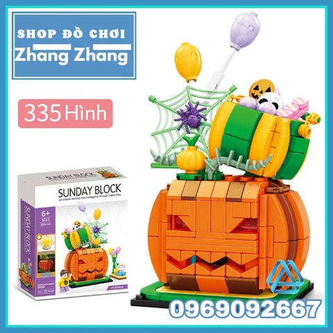 Đồ chơi Xếp hình Ngôi nhà bí đỏ Halloween 336 hình có đèn phát sáng mô hình Minifigures Shenyang SY5215