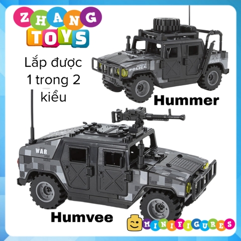 Đồ chơi Xếp hình mô hình Xe Humvee SWAT HMMWV M1114 chống khủng bố Minifigures J773 B