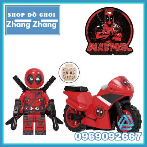 Xếp hình Deadpool Spider man siêu anh hùng Marvel tặng kèm xe motor mới nhất 2021 Lego Minifigures Kopf KF6100