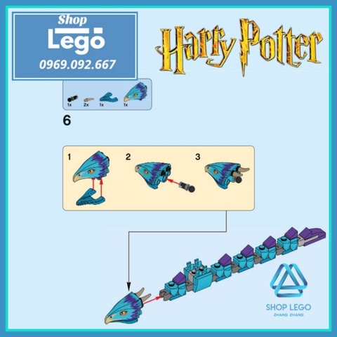 Xếp hình Xà xanh huyền thoại Occamy trong Harry Potter và Fantastic Beasts Lego Minifigures Lele L155