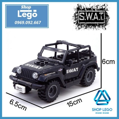 [52 hình] Xếp hình Xe Zeep SUV quân sự chuyên dùng lực lượng SWAT tác chiến địa hình Lego Minifigures Tbstoys Tbs J772