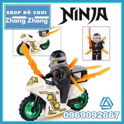 Xếp hình Ninjago nhân vật Zane - Kai - Jay - Cole Nya - Lloyd tặng kèm xe moto Lego Minifigures LeLe 31050