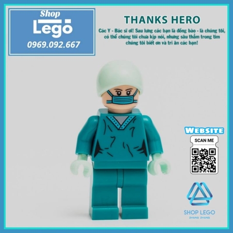 Xếp hình Hospital Playlist gồm bác sĩ điều dưỡng bệnh nhân Dortor chiến sĩ áo trắng chống Covid Lego Minifigures No.8006
