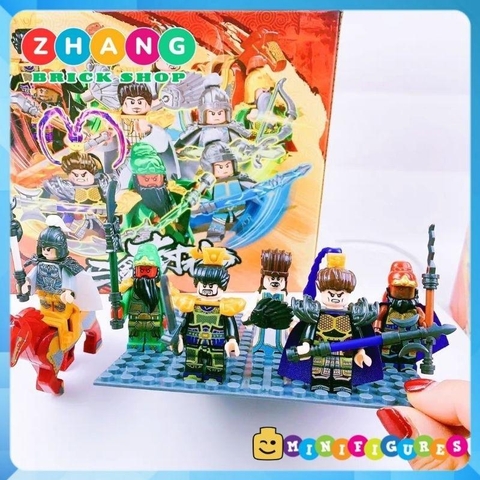 Đồ chơi xếp hình combo 6 nhân vật tam quốc ngẫu nhiên Quan Vũ Triệu Vân Khổng Minh Lữ Bố Xích thố Minifigures D613