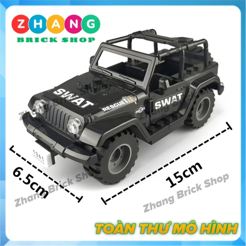 [52 hình] Xếp hình xe Zeep Quân sự SUV SWAT dùng cho lực lượng phản ứng nhanh Lego Minifigures Tbstoys Tbs J772