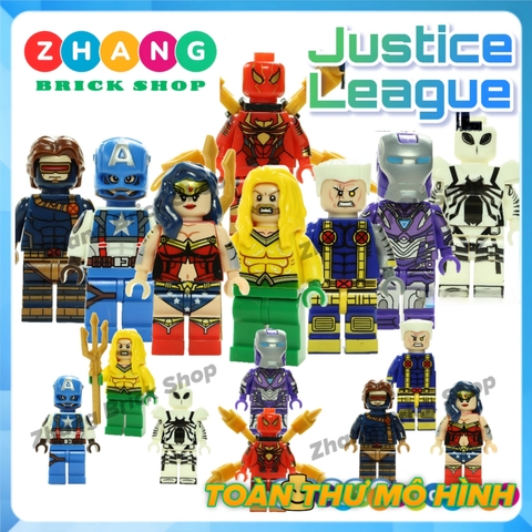 Xếp hình Iron man Wonder woman Anti Spider-Man Captain America Aquaman Marvel DC Comics Lego Minifigures POGO PG8209