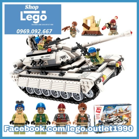 [430 hình] Xếp hình Mô hình xe tăng liên hiệp quốc U.N trắng SWAT mới nhất Lego Minifigures Quân sự Enlighten 3206
