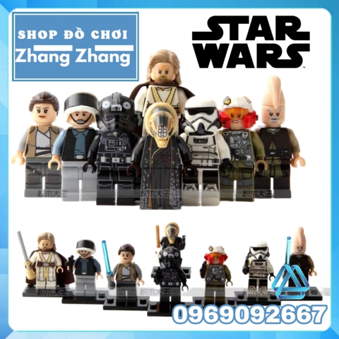 Xếp hình Star Wars Ki-Adi-Mundi - Rey - Moloch Luke Skywalker Imperial Pilot Rebel Trooper Lego Minifigures Pogo PG8116
