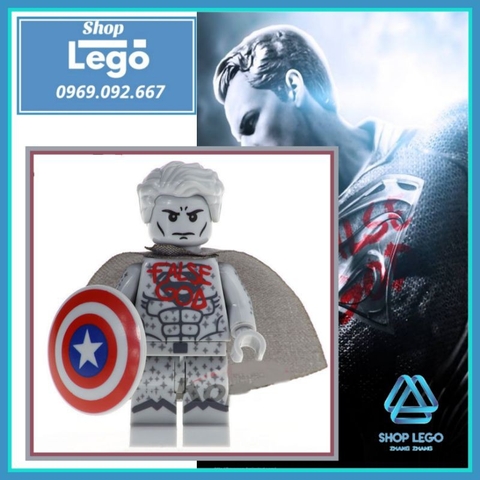 Xếp hình False God Superman Statue tặng kèm khiên Captain America Lego Minifigures Kopf KF415