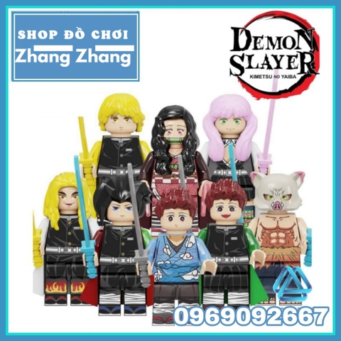 Xếp hình Agatsuma Zenitsu - Tanjiro Nezuko Kamado - Inosuke Hashibira trong Demon Slayer Lego Minifigures POGO PG8292