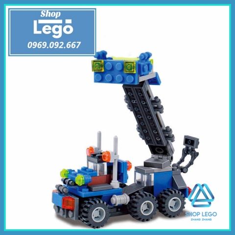 [163 Hình] Xếp hình Xe Container Truck có thể lắp thành xe thang, máy bay, xe chở hàng xe đua Lego Minifigures Kazi 6409