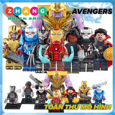 Xếp hình Avengers Thanos - Iron Man - Doctor Strange - Black Panther - Shuri - War Machine Lego Minifigures WM6072