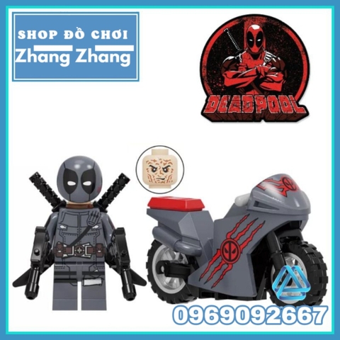 Xếp hình Deadpool Spider man siêu anh hùng Marvel tặng kèm xe motor mới nhất 2021 Lego Minifigures Kopf KF6100