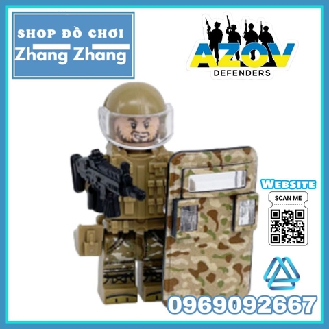Đồ chơi xếp hình Tiểu đoàn Azov Ukraine chiến đấu với quân đội Nga Minifigures M8019