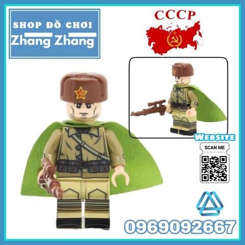Đồ chơi xếp hình lính hồng quân Liên Xô Viết trong thế chiến II Minifigures JR001-004