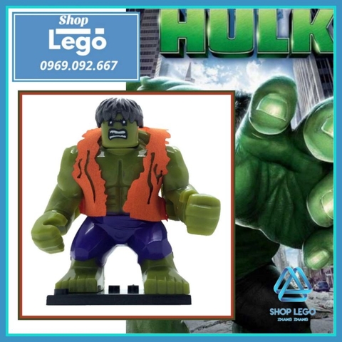 Xếp hình Người khổng lồ xanh Hulk có áo choàng vải Lego Minifigures Xinh EG18004 EG022