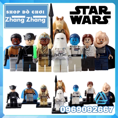 Xếp hình Star Wars Snowtrooper - Admiral - Fortuna - Han Solo - Lando - Stass - Jar Binks Lego Minifigures Pogo PG8050
