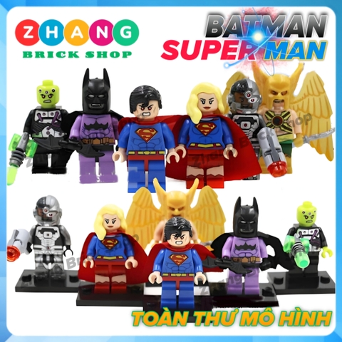 Mô hình nhân vật Superman Brainiac
SuperGirl Hawkman Cyborg Bizarro 0199 0200 Zhang Brick Shop