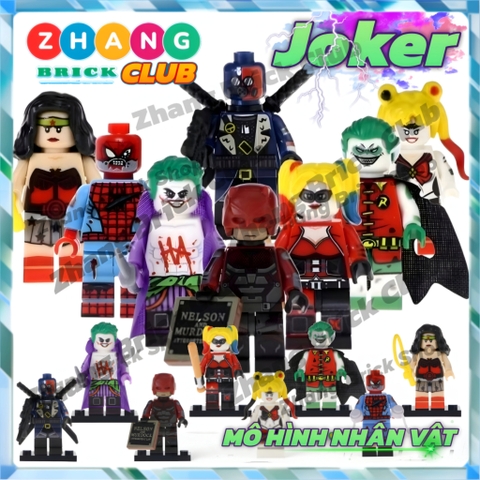 Xếp hình Dare Devil Deadshot Harley Quinn Robin Spider man Wonder Woman Joker Lego Minifigures POGO pg8196