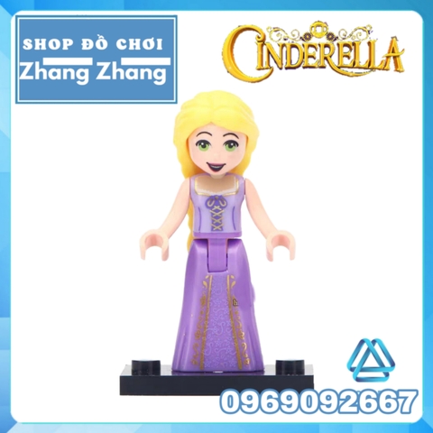 Xếp hình Lọ Lem Alana - Ariel - Cinderella - Fairy Godmother - Rapunzel - Elsa Lego Minifigures Lele F010 017
