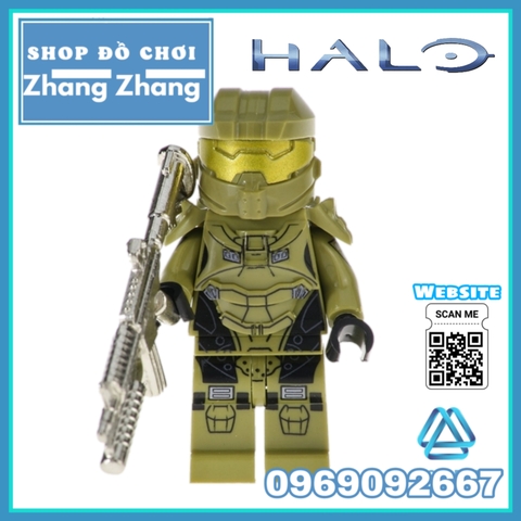 Xếp hình chiến binh Halo Guardians vũ khí mạ crom kèm áo giáp sáng bóng phiên bản đặc biệt Lego Minifigures Kopf KF6043