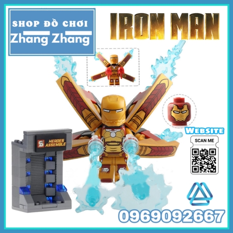 [129 hình] Xếp hình Người sắt Iron man Tủ trưng bày giáp Full Tủ + Hiệu ứng + Cánh) Lego Minifigures SY Sy1169