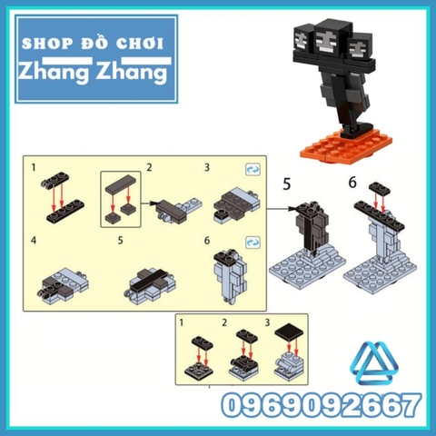 Đồ chơi xếp hình Minecraft trong Mine Blocks gồm Elder Guardian - Iron Golem - Big Magma Cube Minifigures Lele B041 046