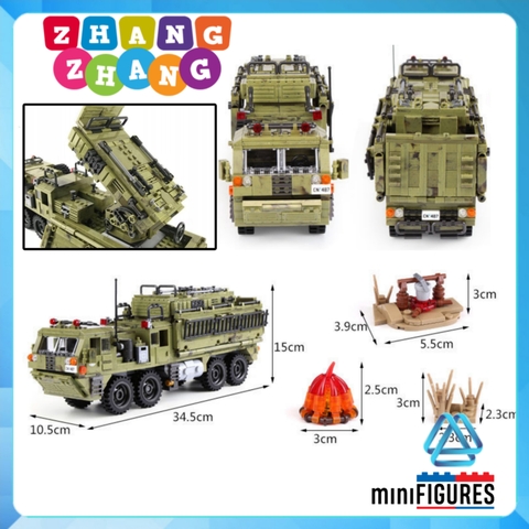 Đồ chơi Xếp hình mô hình pháo phản lực phóng loạt M142 Himars Scorpior Across Battlefield Minifigures Xingbao Xb06014